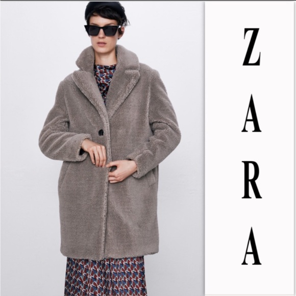 Zara Gray Teddy Sherpa Coat - Picture 7 of 7